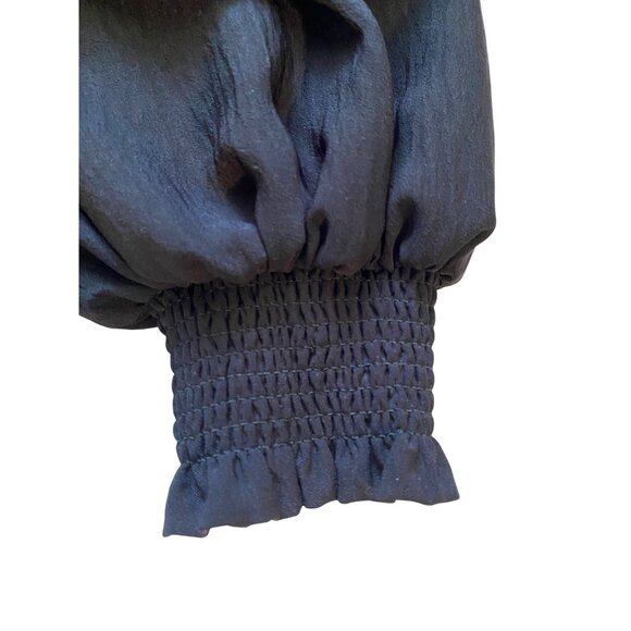 A. Calin By Flying Tomato Blouse Women L Black Long-Sleeve Smocked Cuffs Peasant - Picture 14 of 14